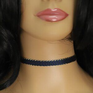 Blue Lace Gothic Choker Adjustable Length Fancy Trim chokers (#75)